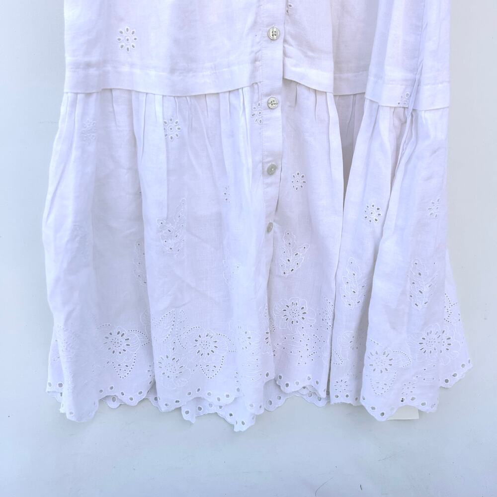 ME+EM Broderie Anglaise White Maxi Belted Puff Sleeve Dress Lace Cottage 0 - Picture 9 of 11